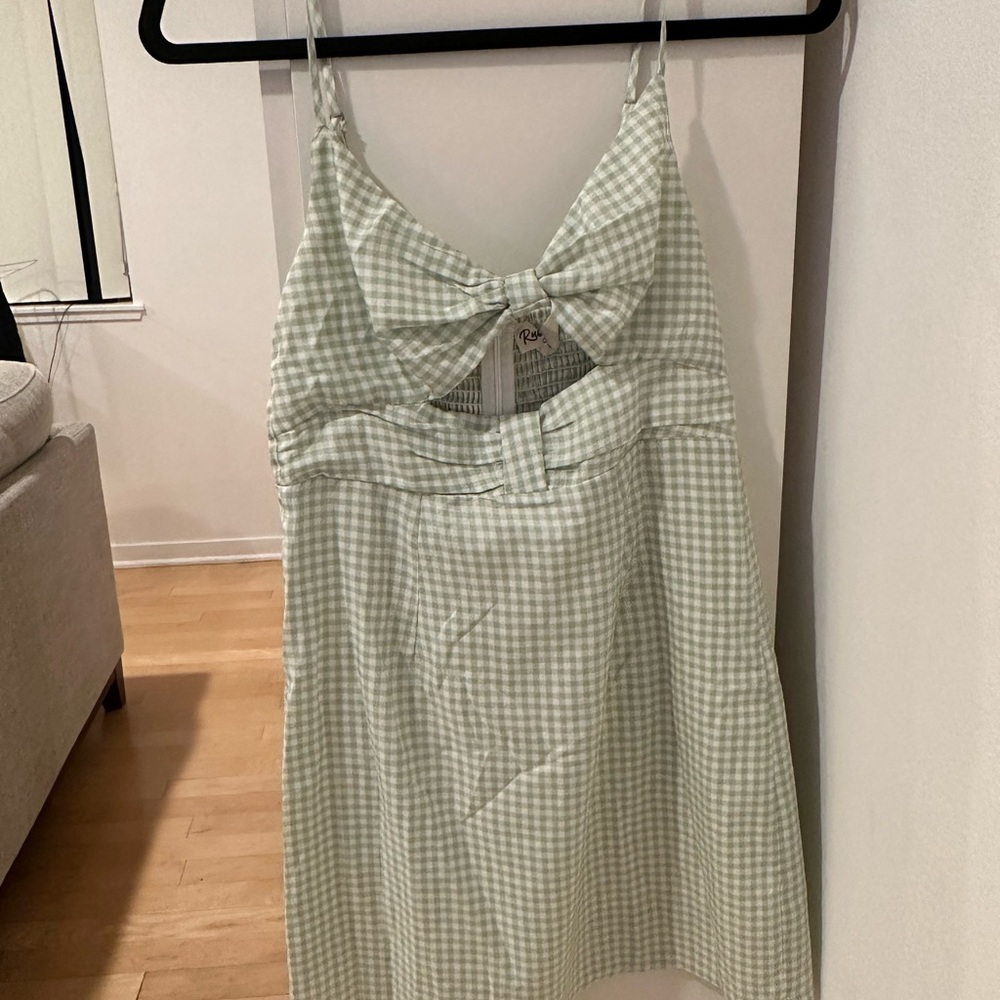Green and White Checkered Sun Dress